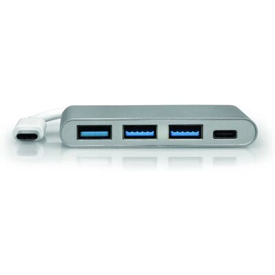 Port Designs 900122 USB-C Hub - 4 Ports - Silber, Weiß Port Designs 900122 USB-C Hub - 4 Ports - Silber, Weiß