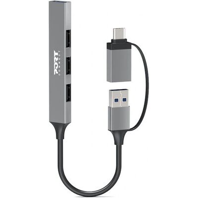 Port Designs 900160 USB-C Hub - 4 Ports - Silber Port Designs 900160 USB-C Hub - 4 Ports - Silber