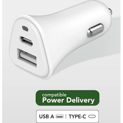 Just Green Chargeur voiture USB A C Dual 37W - Chargeur mobile - Publicité Just Green Chargeur voiture USB A C Dual 37W - Chargeur mobile - Publicité