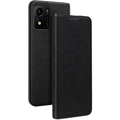 Bigben Black Faux-leather Vivo Y01 Phone Case - Video Stand & Card Slot Bigben Black Faux-leather Vivo Y01 Phone Case - Video Stand & Card Slot