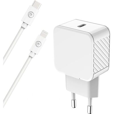 Bigben Connected 30W USB-C Laturi & Lightning-kaapeli - Mobiililaturi Bigben Connected 30W USB-C Laturi & Lightning-kaapeli - Mobiililaturi