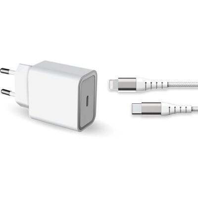 BigBen 20W Nopea Laturi USB-C/Lightning Kaapelilla - Laturi BigBen 20W Nopea Laturi USB-C/Lightning Kaapelilla - Laturi
