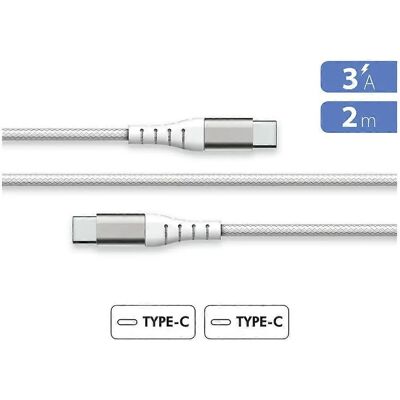 Câble de charge et de synchronisation USB-C à USB-C Force Power 3A renforcé 2m - Publicité Câble de charge et de synchronisation USB-C à USB-C Force Power 3A renforcé 2m - Publicité