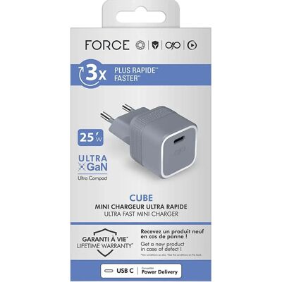 Force Power USB-C Sektor-Ladegerät 25W Power Delivery Modell Cube - Kompakter Ladegerät Force Power USB-C Sektor-Ladegerät 25W Power Delivery Modell Cube - Kompakter Ladegerät