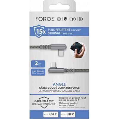 Force Power USB-C 60W 3A Angled Cable - Charging & Sync Force Power USB-C 60W 3A Angled Cable - Charging & Sync