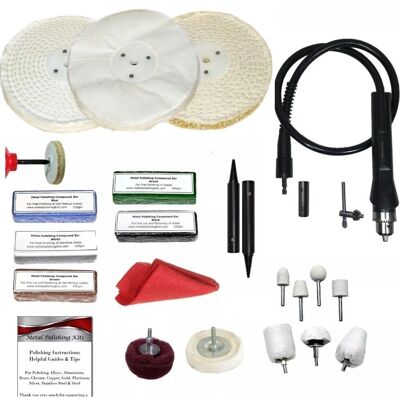 MPK Bench Grinder Metal Polishing Kit - 6 X 1/2in Aluminium Steel Stainless MPK Bench Grinder Metal Polishing Kit - 6 X 1/2in Aluminium Steel Stainless