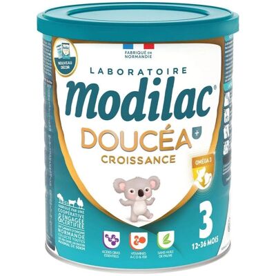 Marque Modilac Doucea 3 Croissance - Lait en poudre pour bébé - 12-36 mois - Publicité Marque Modilac Doucea 3 Croissance - Lait en poudre pour bébé - 12-36 mois - Publicité