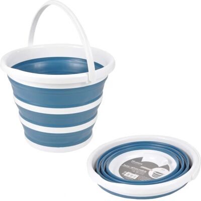 Homea Cubo plegable 10L - Silicona, Azul, Compacto Homea Cubo plegable 10L - Silicona, Azul, Compacto