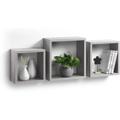 Homea Set aus 3 Würfel-Wandregalen - Moderner MDF Stauraum Homea Set aus 3 Würfel-Wandregalen - Moderner MDF Stauraum