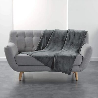 Douceur D'intérieur - Kołdra flanelowa - 125x150cm - Szara - Akcesorium do sofy Douceur D'intérieur - Kołdra flanelowa - 125x150cm - Szara - Akcesorium do sofy