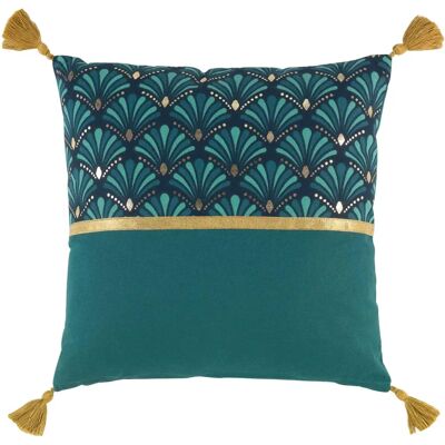 Cdaffaires Coussin Bleu Style Art Déco 40x40 cm - Publicité Cdaffaires Coussin Bleu Style Art Déco 40x40 cm - Publicité