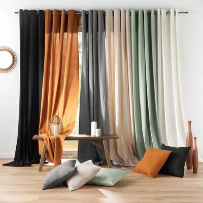 Douceur d'Interieur Cortina ecológica de algodón/poliéster reciclado - Diseño minimalista moderno Douceur d'Interieur Cortina ecológica de algodón/poliéster reciclado - Diseño minimalista moderno