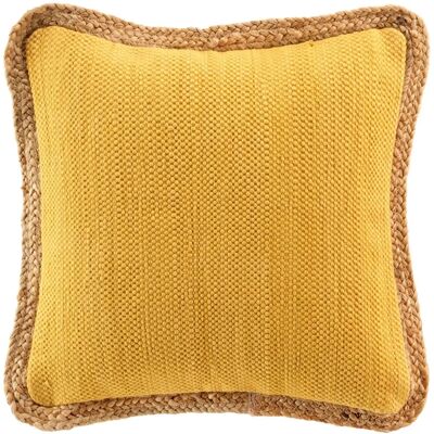 Douceur d'Interieur - Cuscino in cotone con bordo di iuta - Decorativo Douceur d'Interieur - Cuscino in cotone con bordo di iuta - Decorativo