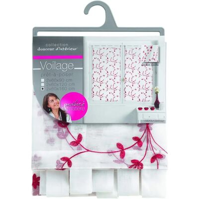 Douceur d'Intérieur White/Red Velvet Embroidered Curtains - Curtains Douceur d'Intérieur White/Red Velvet Embroidered Curtains - Curtains
