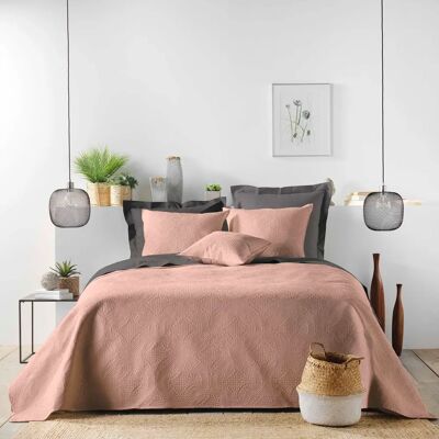 Couvre-lit COLOMBINE - Taille double 220x240cm, Beige/Rose/Gris - Publicité Couvre-lit COLOMBINE - Taille double 220x240cm, Beige/Rose/Gris - Publicité