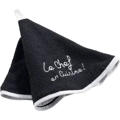 Serviette ronde en coton Douceur d'Intérieur - 60cm, Brodée, Noire - Publicité Serviette ronde en coton Douceur d'Intérieur - 60cm, Brodée, Noire - Publicité