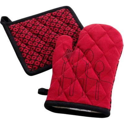 Set de Gant et Sous-plat en Coton Écologique CUISILINE Set de Gant et Sous-plat en Coton Écologique CUISILINE