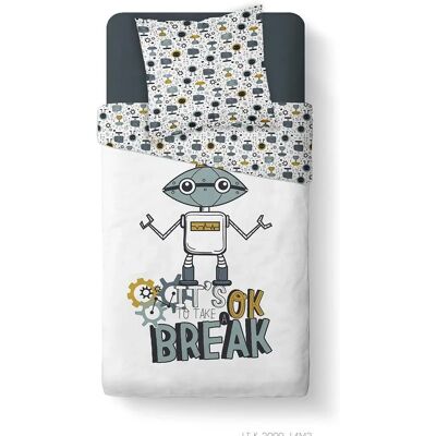 Juego de ropa de cama infantil reversible gris unicornio - Cama Juego de ropa de cama infantil reversible gris unicornio - Cama