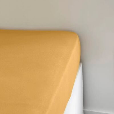 Drap housse en jersey de coton ocre - Publicité Drap housse en jersey de coton ocre - Publicité