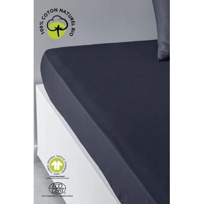 Lenzuolo Fitted Organic Navy - 160x200cm - Cotone Lenzuolo Fitted Organic Navy - 160x200cm - Cotone