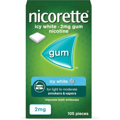 Nicorette Nicotine Chewing Gum 2mg White - Quit Smoking Nicorette Nicotine Chewing Gum 2mg White - Quit Smoking
