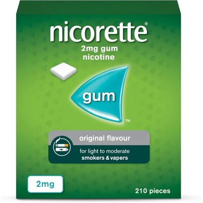 Nicorette Nicotine Gum - 2mg, 210 Pieces - Stop Smoking Aid Nicorette Nicotine Gum - 2mg, 210 Pieces - Stop Smoking Aid