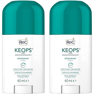 Deodorante Stick RoC Keops per Sudorazione Leggera, 2x40ml Deodorante Stick RoC Keops per Sudorazione Leggera, 2x40ml