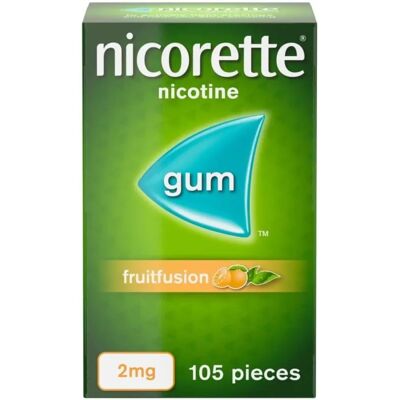 Nicorette Nicotine Gum 2mg Fruitfusion - Quit Smoking Aid Nicorette Nicotine Gum 2mg Fruitfusion - Quit Smoking Aid