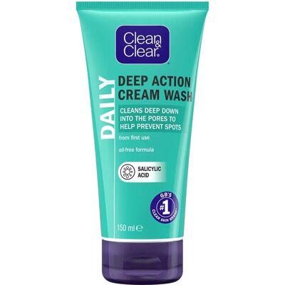 Clean & Clear Deep Action Cream Wash 150ml - Facial Cleanser Clean & Clear Deep Action Cream Wash 150ml - Facial Cleanser