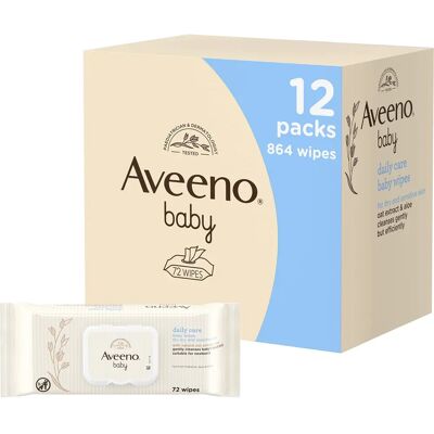 Aveeno Baby Feuchttücher - 12 Packungen - Babyfeuchttücher Aveeno Baby Feuchttücher - 12 Packungen - Babyfeuchttücher
