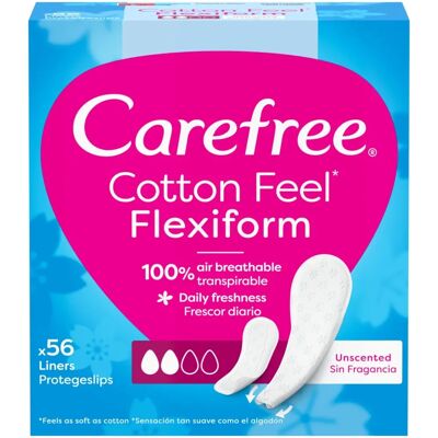 Carefree Cotton Flexiform podpaski - Bez zapachu - 56 szt. Carefree Cotton Flexiform podpaski - Bez zapachu - 56 szt.
