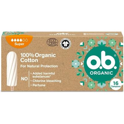 o.b. Organic Super Tampons - Starker Fluss, 16 Stück o.b. Organic Super Tampons - Starker Fluss, 16 Stück