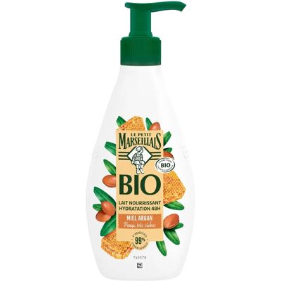Le Petit Marseillais Lait Corps Bio Miel Argan - Hydratation 48H - Publicité Le Petit Marseillais Lait Corps Bio Miel Argan - Hydratation 48H - Publicité