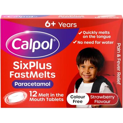 Calpol SixPlus Fastmelts Strawberry Flavour Tablets Pack of 12 - Medicine Calpol SixPlus Fastmelts Strawberry Flavour Tablets Pack of 12 - Medicine