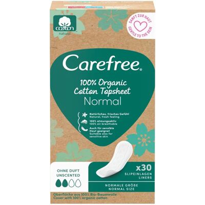 Carefree Organiczne Bawełniane Normalne Wkładki - 30 sztuk Carefree Organiczne Bawełniane Normalne Wkładki - 30 sztuk