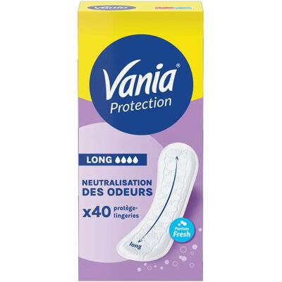 Vania Protège-Slips Longs Fraîcheur - Boîte 40 - Publicité Vania Protège-Slips Longs Fraîcheur - Boîte 40 - Publicité