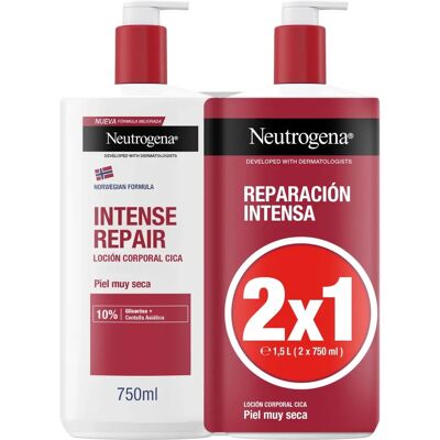 Lozione Corpo Riparazione Intensa Neutrogena - Confezione 2x750ml - Pelle secca e sensibile Lozione Corpo Riparazione Intensa Neutrogena - Confezione 2x750ml - Pelle secca e sensibile