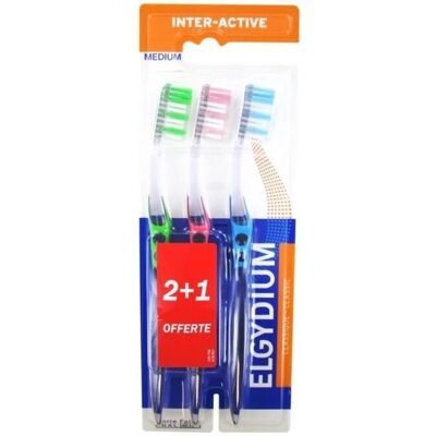 Elgydium Modell Inter-Active Medium Zahnbürste - 2 + 1 Gratis Elgydium Modell Inter-Active Medium Zahnbürste - 2 + 1 Gratis