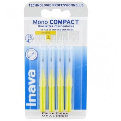 Inava Mono Compact Brossettes Interdentaires Jaune - 4 Pièces 1mm - Brossettes Interdentaires - Publicité Inava Mono Compact Brossettes Interdentaires Jaune - 4 Pièces 1mm - Brossettes Interdentaires - Publicité