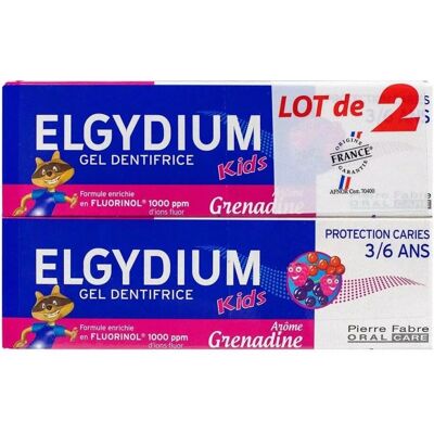 Elgydium Kids Grenadine Toothpaste Gel - Caries Protection - 2x50ml Elgydium Kids Grenadine Toothpaste Gel - Caries Protection - 2x50ml