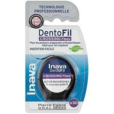 Fil dentaire Crossing Floss Inava Dentofil pour appareils et ponts - 30m - Publicité Fil dentaire Crossing Floss Inava Dentofil pour appareils et ponts - 30m - Publicité