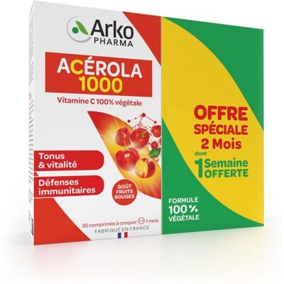 Arkopharma Acerola 1000 - Natürliche Vitamin C Tabletten Arkopharma Acerola 1000 - Natürliche Vitamin C Tabletten