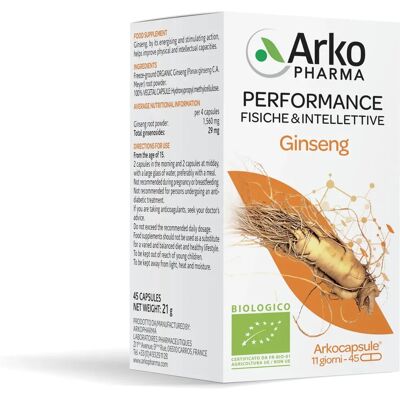 Arkopharma Ginseng Bio 45 Capsule - Integratore alimentare Arkopharma Ginseng Bio 45 Capsule - Integratore alimentare