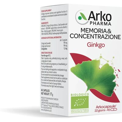 Arkofarm Ginkgo Bio - Memoria e Circolazione - Integratore Alimentare Arkofarm Ginkgo Bio - Memoria e Circolazione - Integratore Alimentare