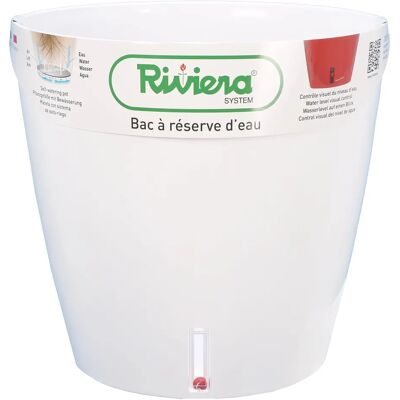 Maceta Circular Blanca Riviera con Reserva de Agua - 30cm Maceta Circular Blanca Riviera con Reserva de Agua - 30cm