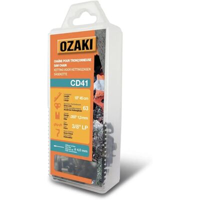 Chaîne de tronçonneuse Ozaki E63 semi carrée - Publicité Chaîne de tronçonneuse Ozaki E63 semi carrée - Publicité