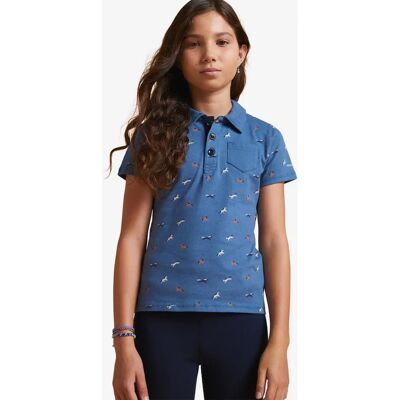 Fouganza Camisa polo de equitación para niñas - 140 - Azul tormenta Fouganza Camisa polo de equitación para niñas - 140 - Azul tormenta