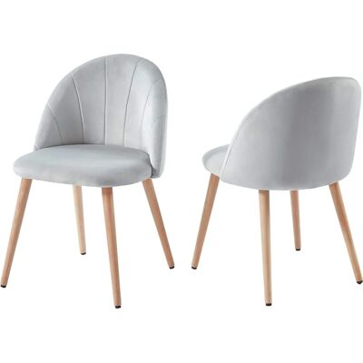 No name Roandola - Lot de 2 chaises en velours - Gris clair - Chaises - Publicité No name Roandola - Lot de 2 chaises en velours - Gris clair - Chaises - Publicité