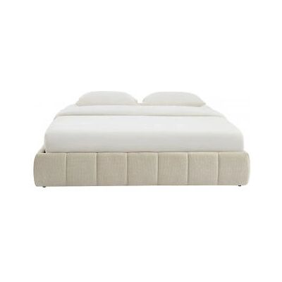 LAVINIA Lit coffre Beige Chenille 180x200 - Bed - Publicité LAVINIA Lit coffre Beige Chenille 180x200 - Bed - Publicité