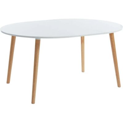 Unknown - Table extensible 120/160x120x75 cm - blanc et naturel - Table - Publicité Unknown - Table extensible 120/160x120x75 cm - blanc et naturel - Table - Publicité